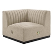 Pemberly Row Modern Channel Tufted Left Corner Chair in Beige Textile