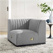 Pemberly Row Modern Channel Tufted Left Corner Chair in Gray Textile