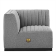 Pemberly Row Modern Channel Tufted Left Corner Chair in Gray Textile