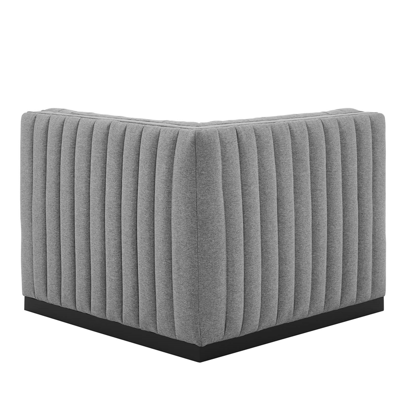 Pemberly Row Modern Channel Tufted Left Corner Chair in Gray Textile