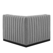 Pemberly Row Modern Channel Tufted Left Corner Chair in Gray Textile
