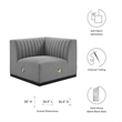 Pemberly Row Modern Channel Tufted Left Corner Chair in Gray Textile