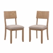 Pemberly Row Set of 2 Dining Chairs Wood with Cotton-Linen Gray Wash Finish