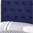 Pemberly Row Tufted East King Velour Platform Bed with Slats in Blue
