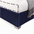 Pemberly Row Tufted East King Velour Platform Bed with Slats in Blue