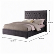 Pemberly Row Tufted Cali King Velour Platform Bed with Chrome Frame in Grey