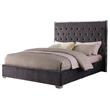 Pemberly Row Tufted Cali King Velour Platform Bed with Chrome Frame in Grey