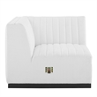Pemberly Row Channel Tufted Fabric Left Corner Chair in White