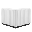 Pemberly Row Channel Tufted Fabric Left Corner Chair in White