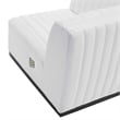 Pemberly Row Channel Tufted Fabric Left Corner Chair in White