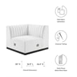 Pemberly Row Channel Tufted Fabric Left Corner Chair in White