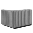 Pemberly Row Modern Channel Tufted Right-Arm Chair in Light Gray