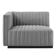 Pemberly Row Modern Channel Tufted Left-Arm Chair in Light Gray