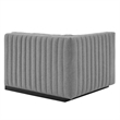 Pemberly Row Modern Channel Tufted Left-Arm Chair in Light Gray