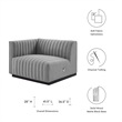 Pemberly Row Modern Channel Tufted Left-Arm Chair in Light Gray