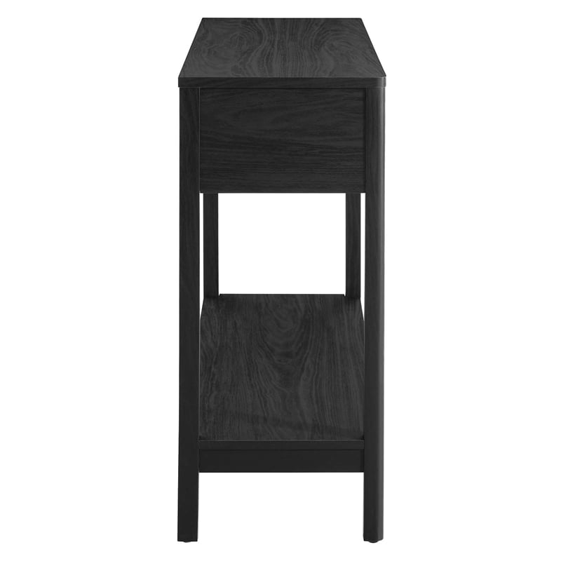 Pemberly Row Wood Console Table with Full-Glide Drawers in Black