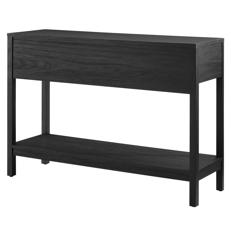 Pemberly Row Wood Console Table with Full-Glide Drawers in Black