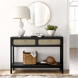Pemberly Row Wood Console Table with Full-Glide Drawers in Black