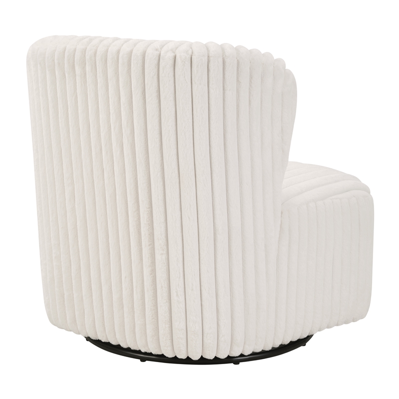 Pemberly Row Swivel Accent Chair with White Cord Fur Fabric