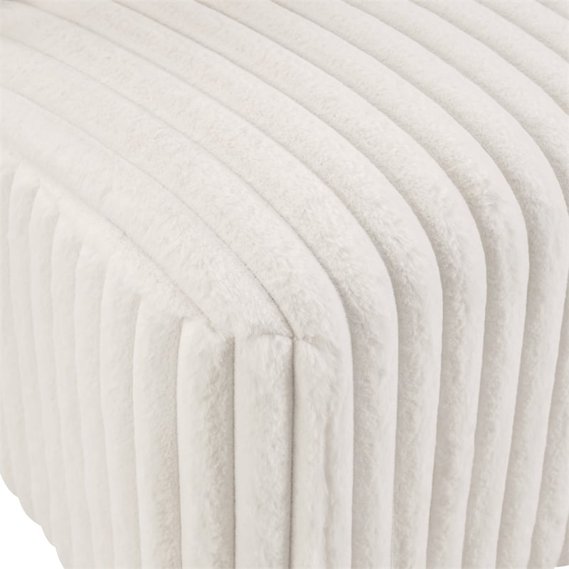 Pemberly Row Swivel Accent Chair with White Cord Fur Fabric