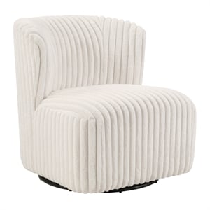 Pemberly Row Swivel Accent Chair with White Cord Fur Fabric