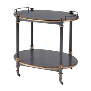 Pemberly Row 31 in Wood 2-Tier Oval Serving Cart in Pastel Blue