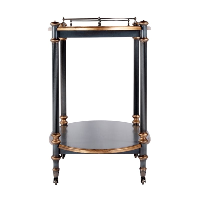Pemberly Row 31 in Wood 2-Tier Oval Serving Cart in Pastel Blue