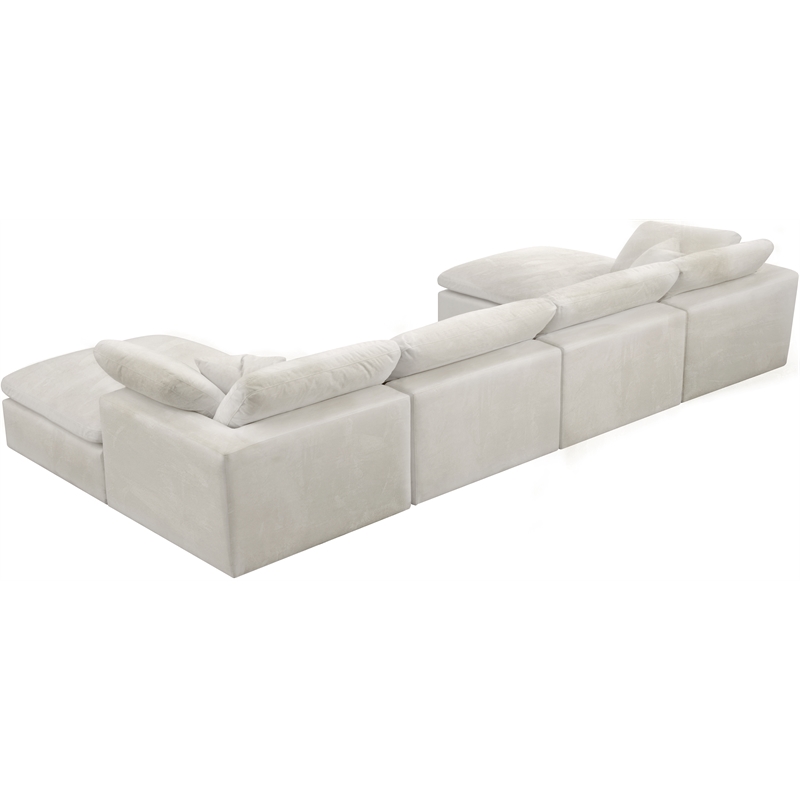 Pemberly Row Cream Velvet Modular Sectional with 6-Piece Design