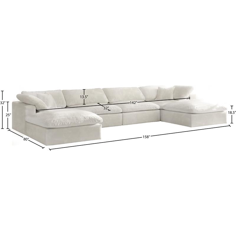 Pemberly Row Cream Velvet Modular Sectional with 6-Piece Design