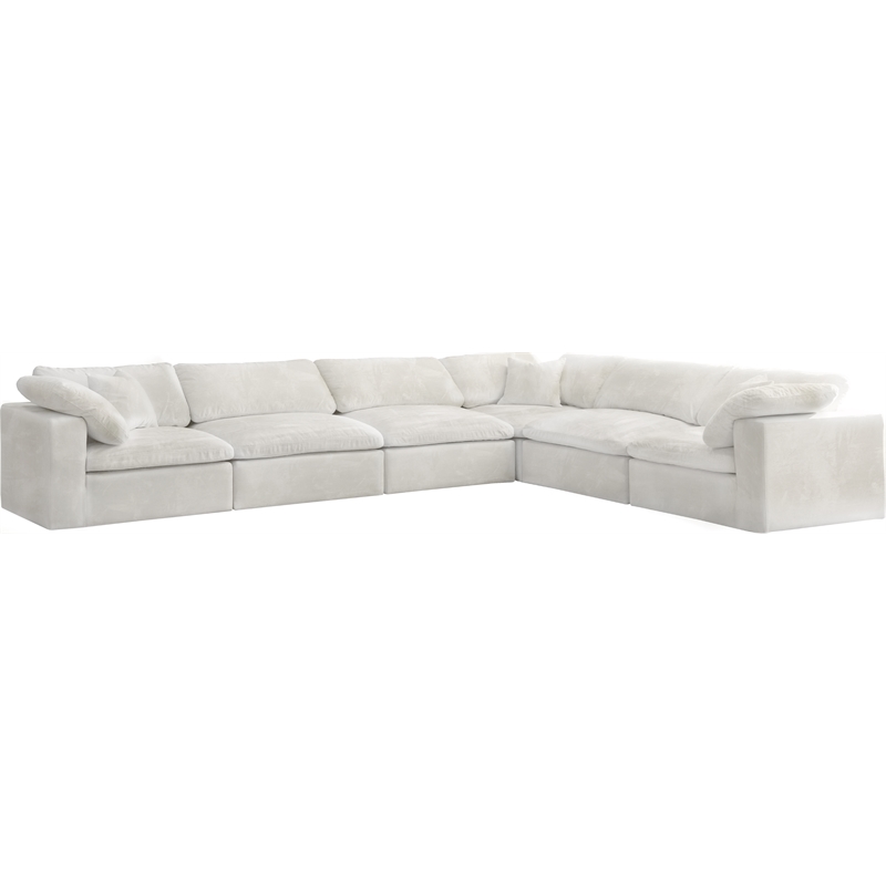 Pemberly Row Cream Velvet Modular Sectional with 6-Piece Design