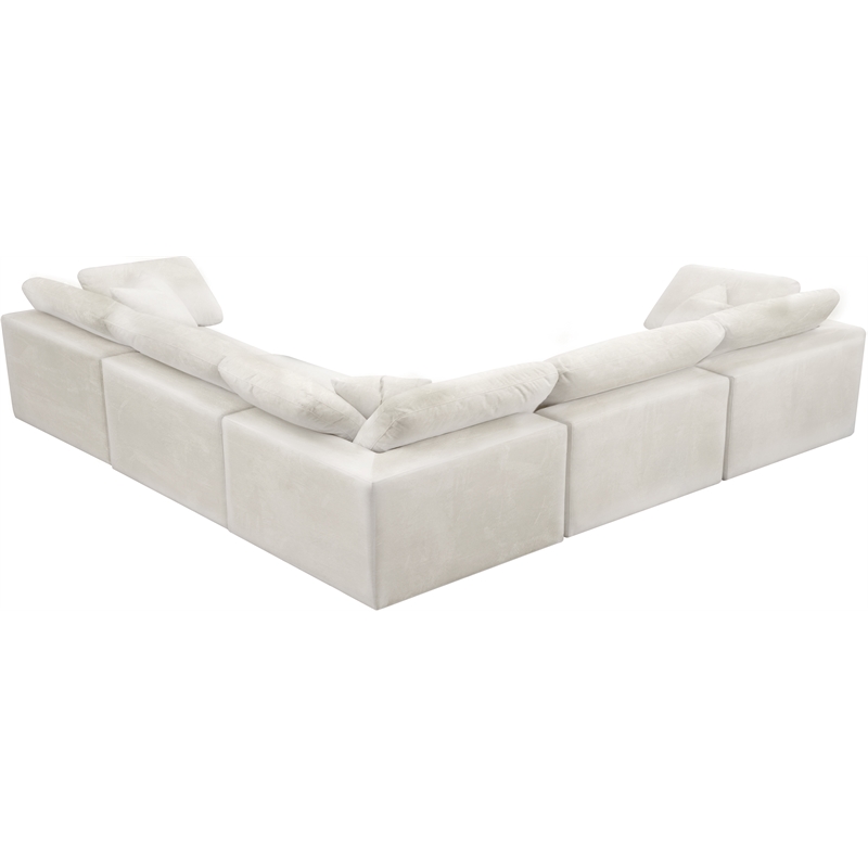 Pemberly Row Cream Velvet Modular Sectional with 5-Piece Design