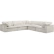 Pemberly Row Cream Velvet Modular Sectional with 5-Piece Design