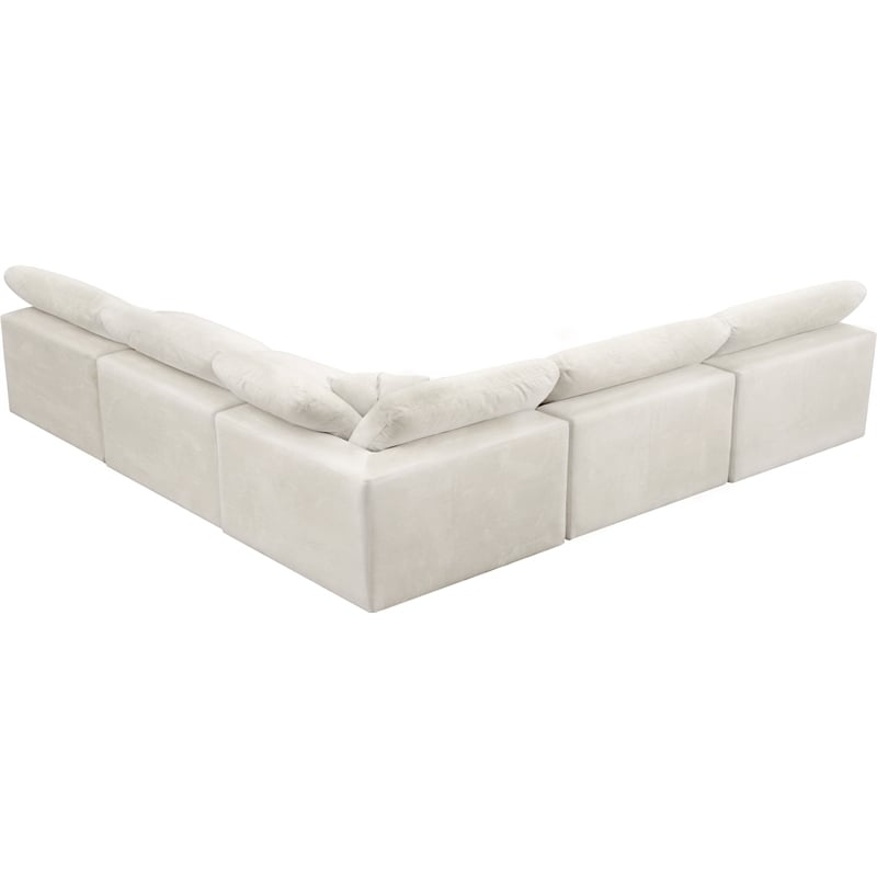 Pemberly Row Cream Velvet Modular Sectional with 5-Piece Design