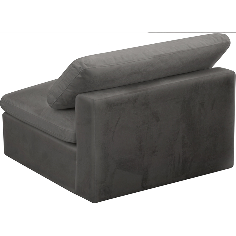 Pemberly Row Modular Gray Velvet Armless Chair with Fiber Cushions