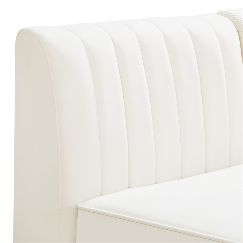 Pemberly Row Modular Cream Velvet Sectional with Channel Tufting