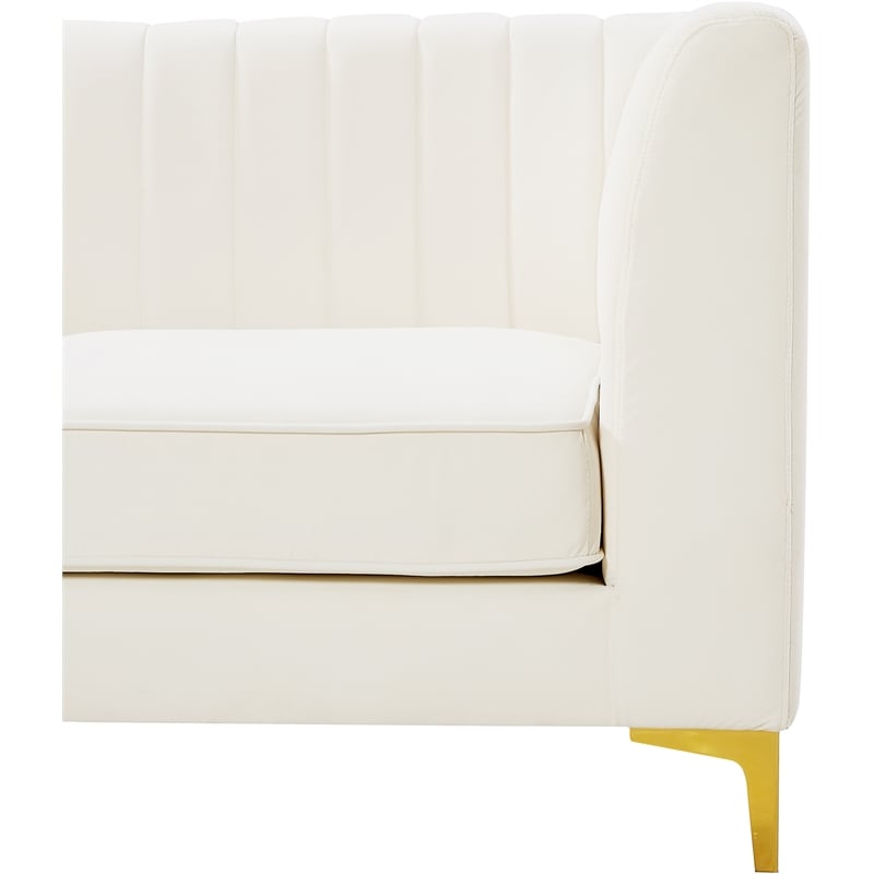 Pemberly Row Modular Cream Velvet Sectional with Channel Tufting