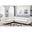 Pemberly Row Modular Cream Velvet Sectional with Channel Tufting