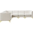 Pemberly Row Modular Cream Velvet Sectional with Channel Tufting