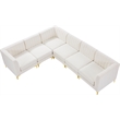 Pemberly Row Modular Cream Velvet Sectional with Channel Tufting