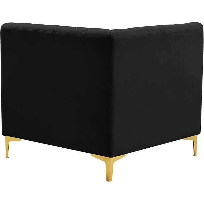 Pemberly Row Velvet Corner Chair with Modular Design in Black