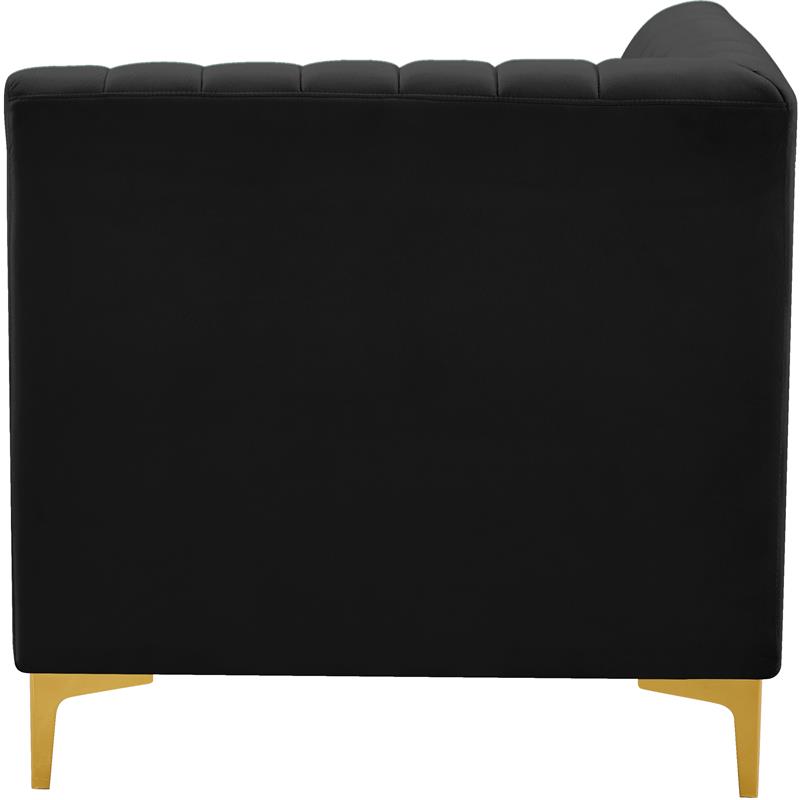 Pemberly Row Velvet Corner Chair with Modular Design in Black