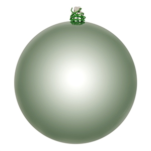 Pemberly Row 4&quot Shiny Plastic Ball Ornaments in Frosty Mint (Set of 6)