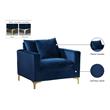Pemberly Row Velvet Accent Chair with Chrome and Gold Legs in Navy
