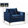 Pemberly Row Velvet Accent Chair with Chrome and Gold Legs in Navy