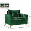 Pemberly Row Velvet Accent Chair with Chrome and Gold Legs in Green