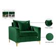 Pemberly Row Velvet Accent Chair with Chrome and Gold Legs in Green
