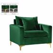 Pemberly Row Velvet Accent Chair with Chrome and Gold Legs in Green