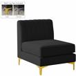 Pemberly Row Black Velvet Armless Chair with Deep Channel Tufting