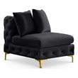 Pemberly Row Black Velvet Armless Chair with Gold & Chrome Legs