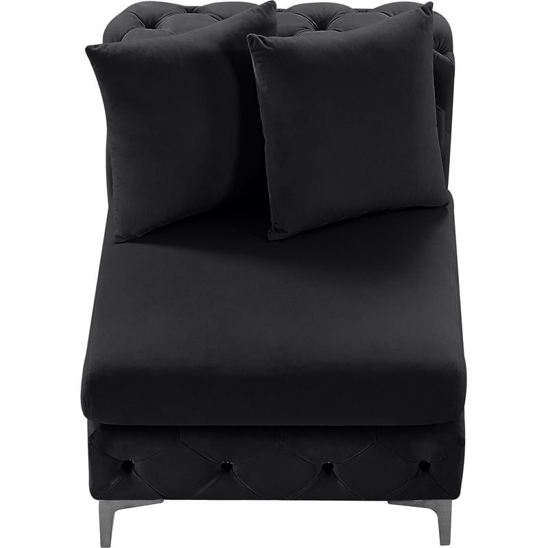 Pemberly Row Black Velvet Armless Chair with Gold & Chrome Legs